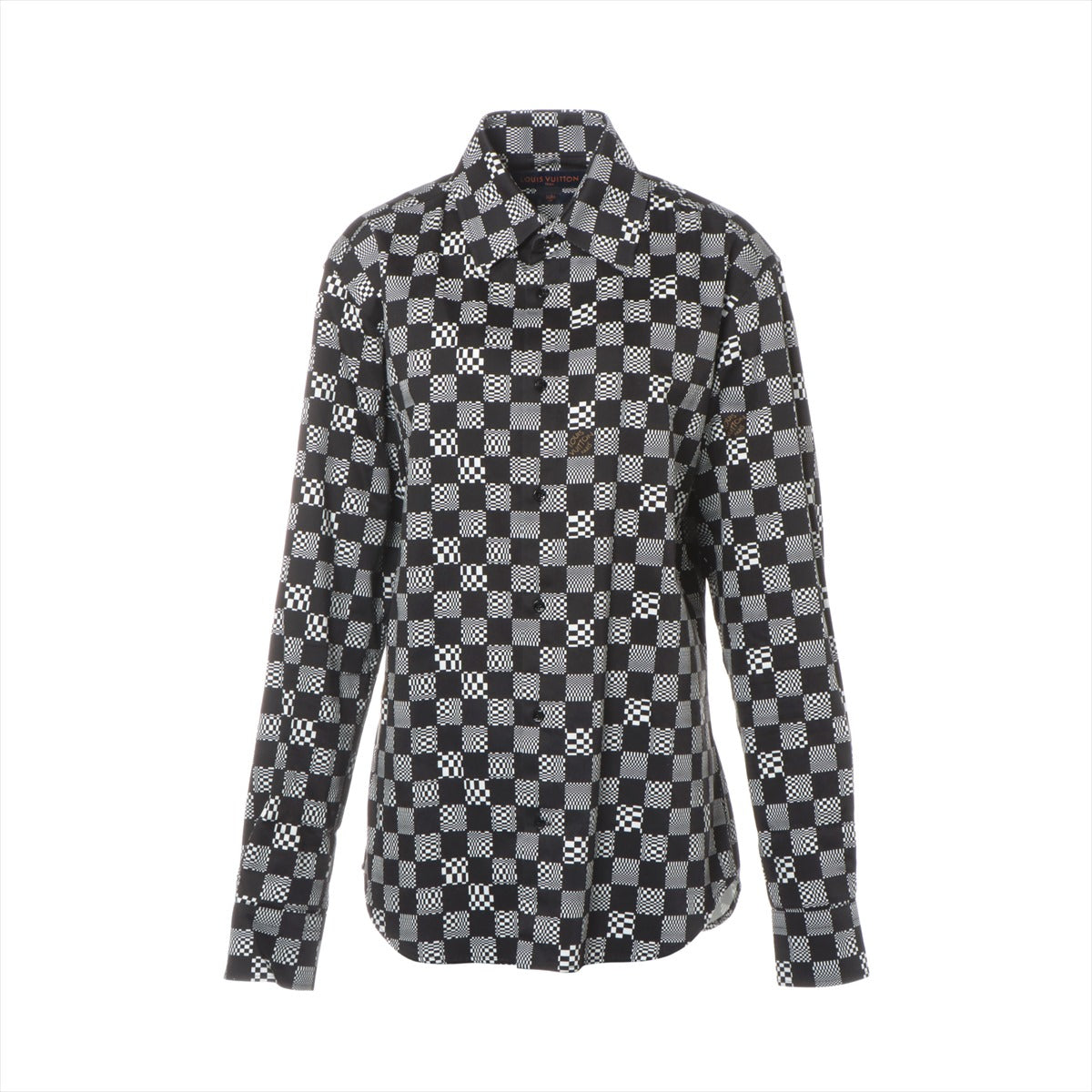 Louis Vuitton 21SS Cotton Shirt L Men's Black × White  Distorted Damier RM211