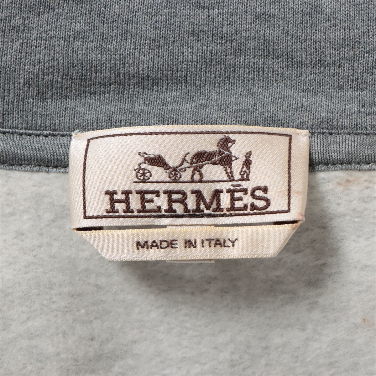 Hermès 23AW Cotton Parker L Men's Grey  32-5725 Leather patches