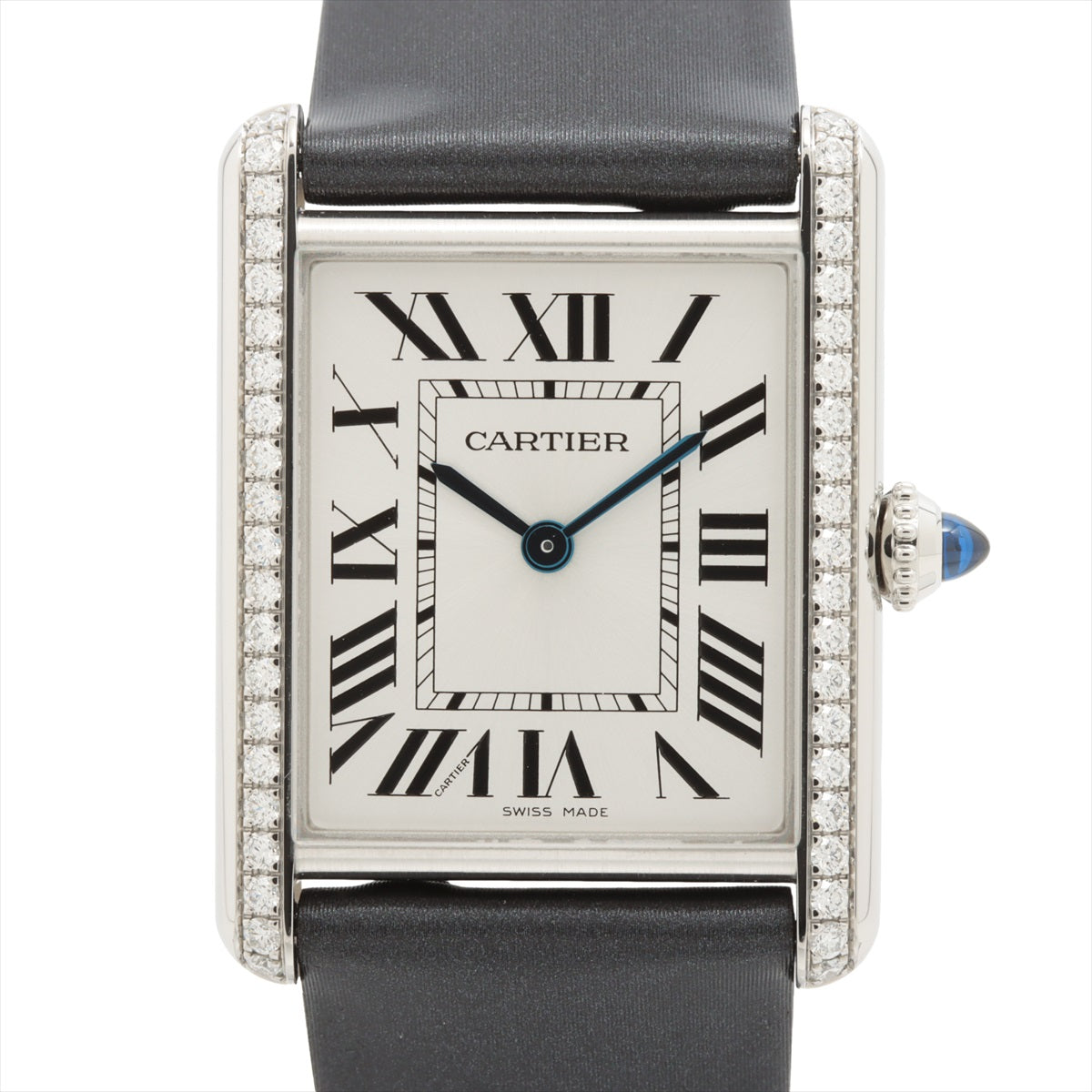 Cartier Must Tank W4TA0017 SS & Leather QZ Silver-Face