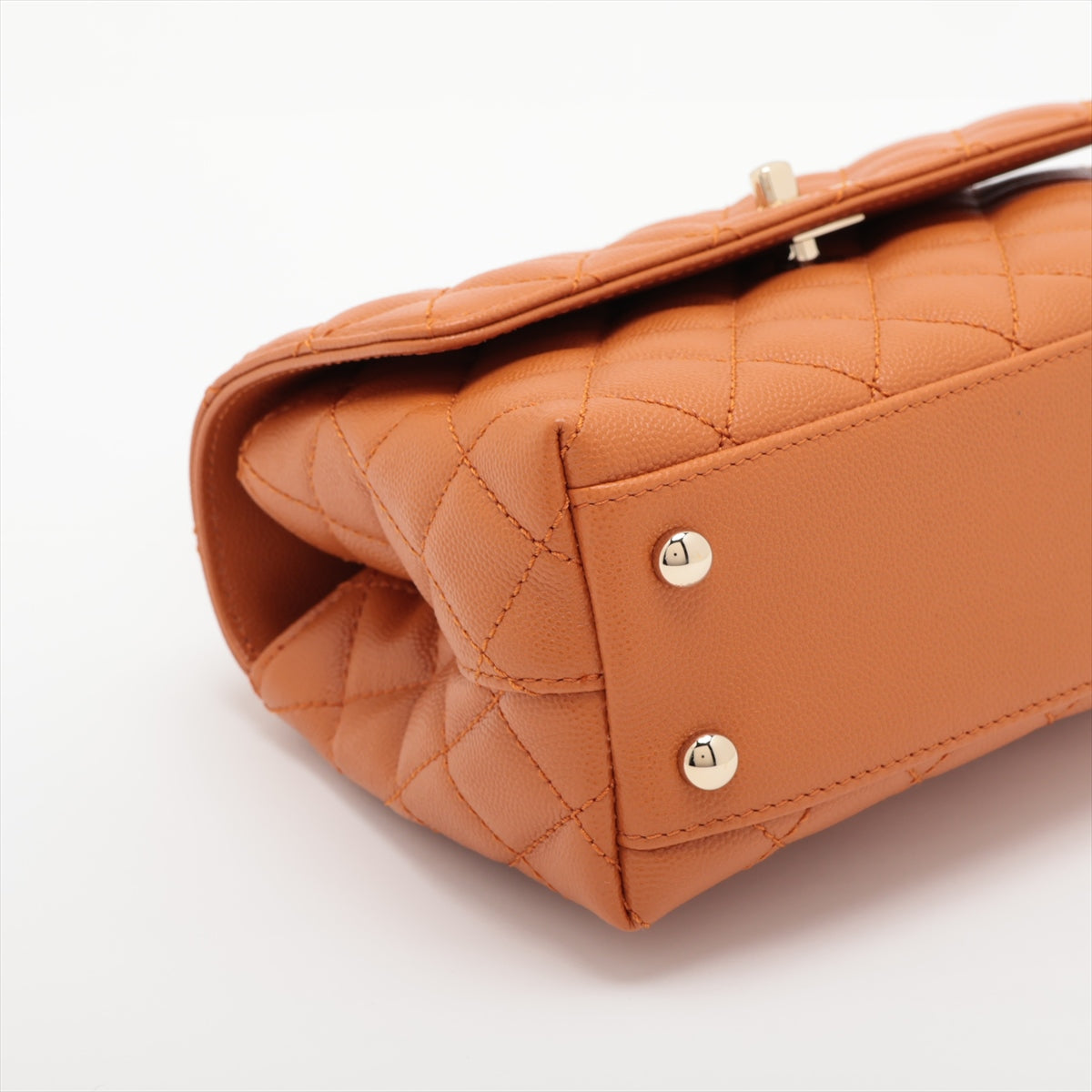 Chanel Coco handle 24 XS Caviarskin 2way handbag Orange Gold Metal fittings A92990