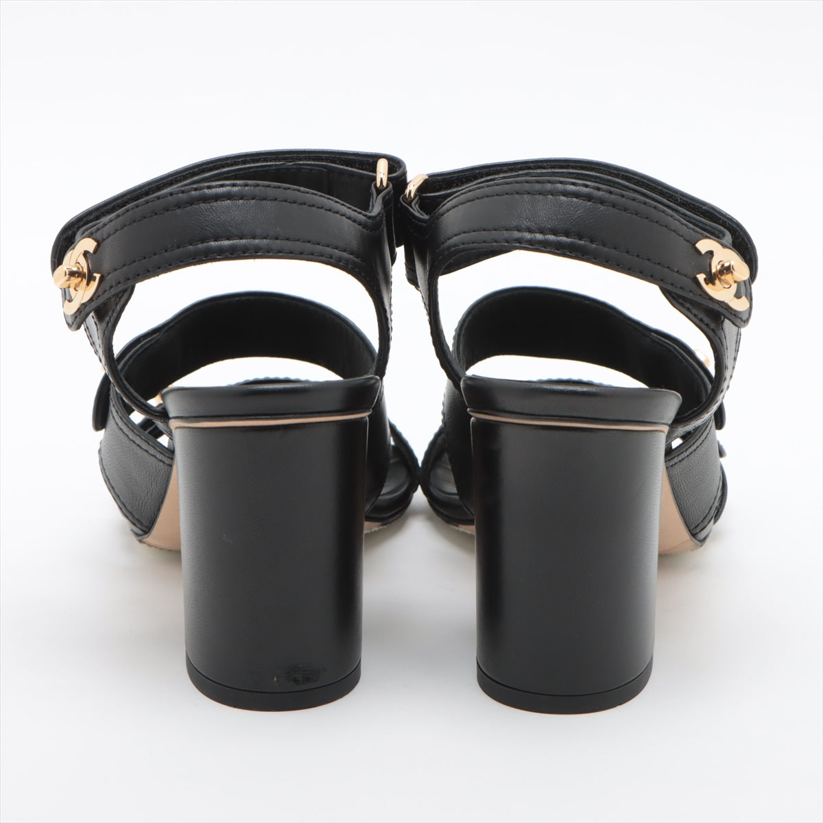 Chanel Coco Mark 22SS Leather Sandals 35.5C Ladies' Black G37387  Turnlock velcro strap box There is a storage bag