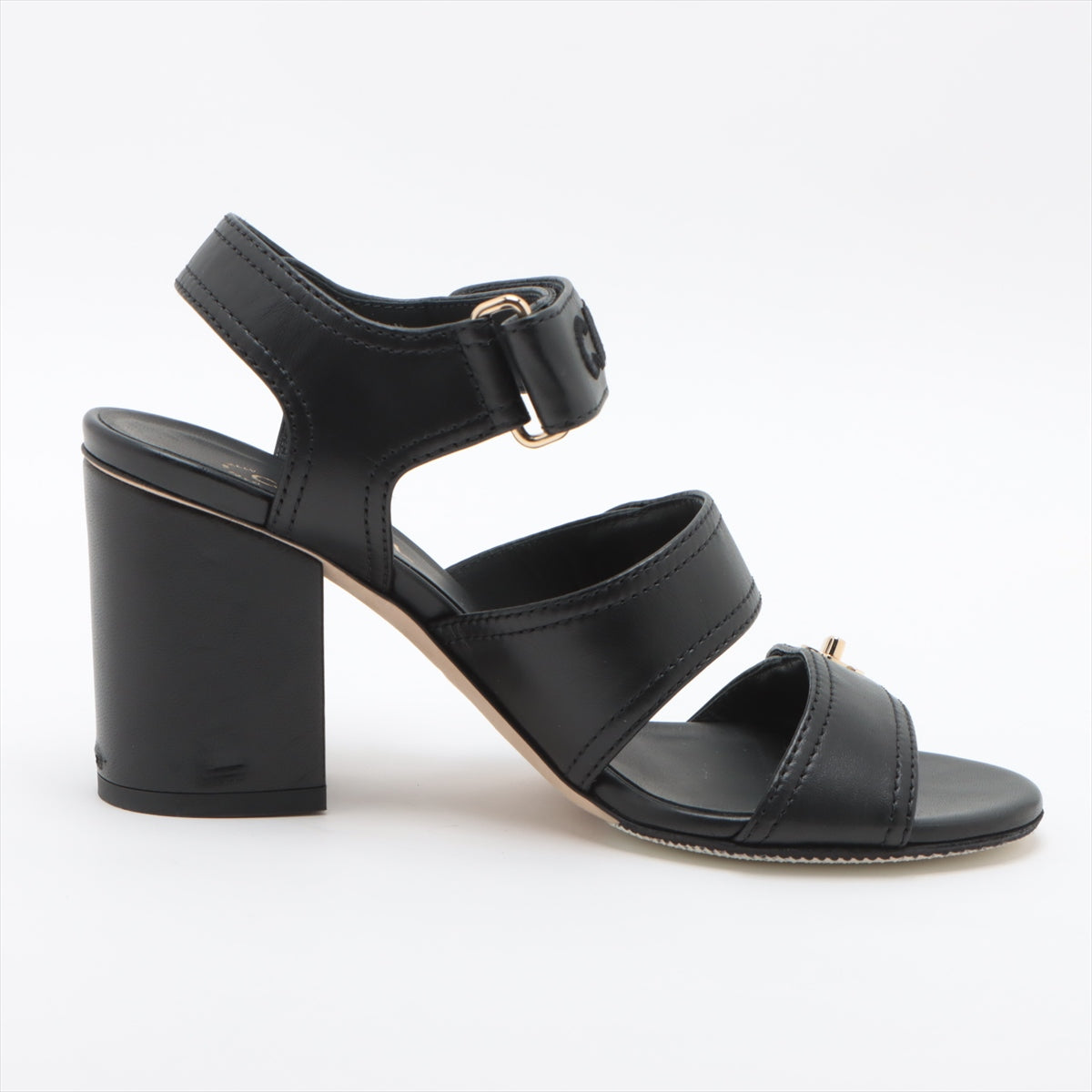 Chanel Coco Mark 22SS Leather Sandals 35.5C Ladies' Black G37387  Turnlock velcro strap box There is a storage bag