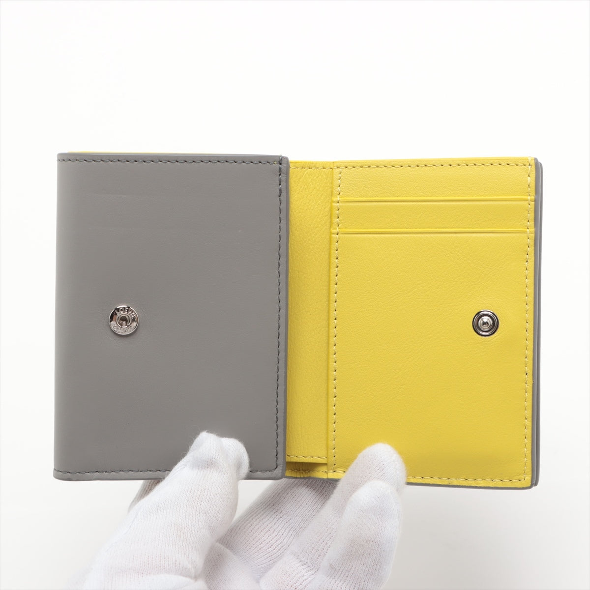 Loewe Tri Fold Leather Compact Wallet Grey SNAFUJITA COLLABORATION
