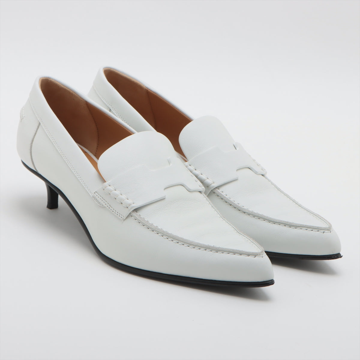 Hermès Glorious Leather Pumps 37.5 Ladies' White with replacement lift box There is a storage bag