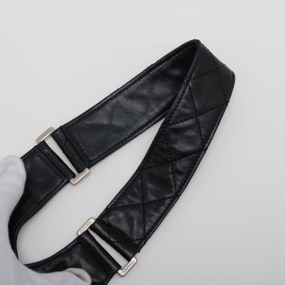 Chanel Matelasse Lambskin Sling backpack Jacket Black Silver Metal fittings 8XXXXXX