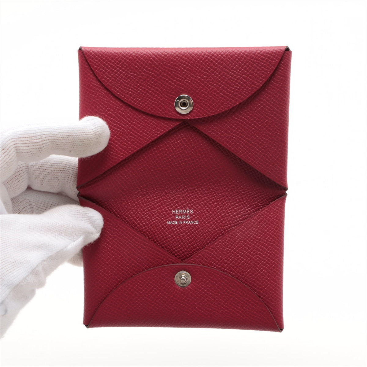 Hermès Calvi Veau Epsom Card Case Red Silver Metal fittings B: 2023