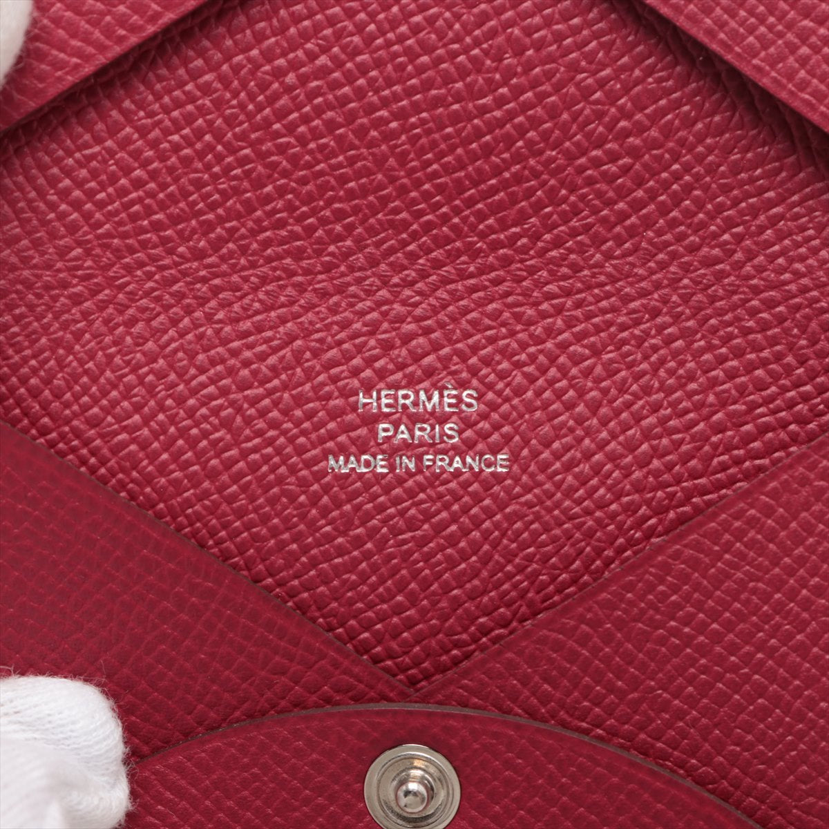 Hermès Calvi Veau Epsom Card Case Red Silver Metal fittings B: 2023