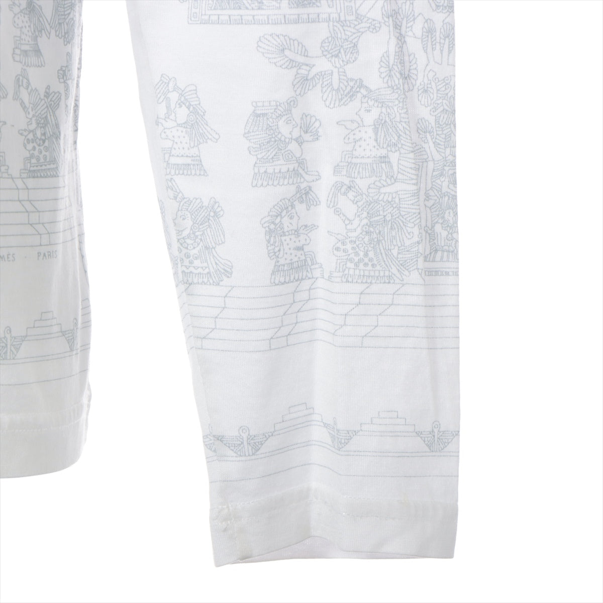 Hermès Margiela Cotton Long T shirts M Ladies' Gray x white  High neck