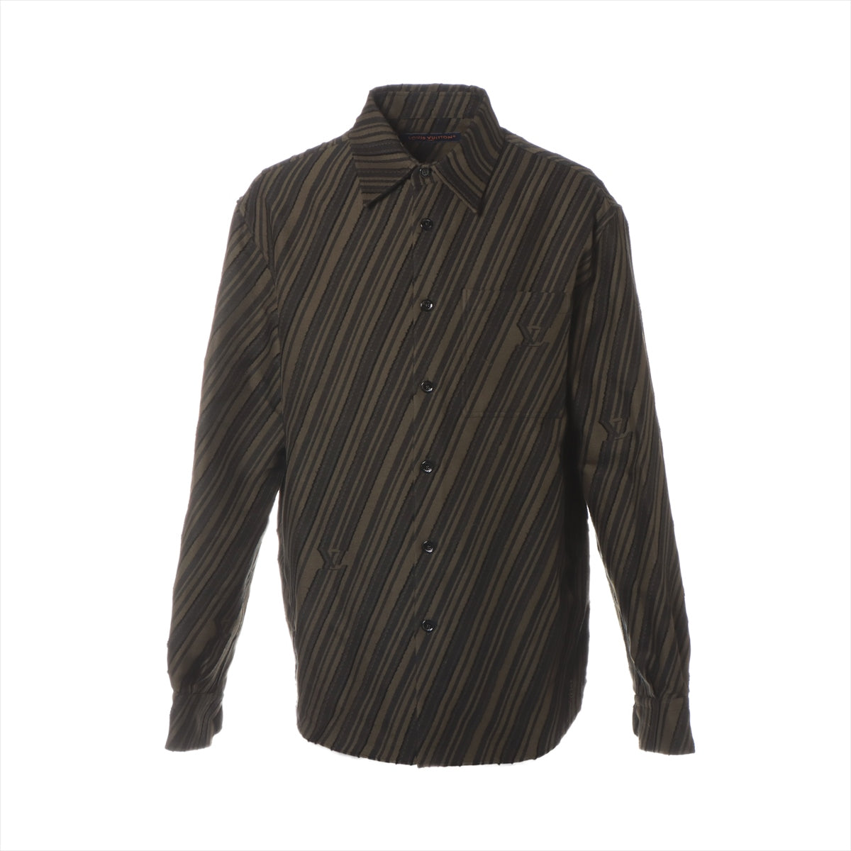 Louis Vuitton 24SS Cotton & Wool Shirt L Men's Black x khaki  RM241M 1AFAU6 cotton jacquard shirt