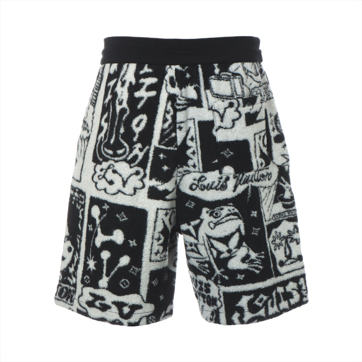 Louis Vuitton 23SS Wool & Nylon Short pants L Men's Black × White  RM231 LV comics fleece shorts