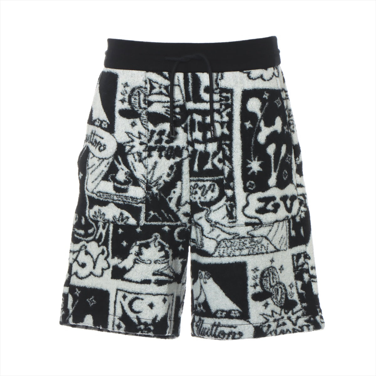Louis Vuitton 23SS Wool & Nylon Short pants L Men's Black × White  RM231 LV comics fleece shorts