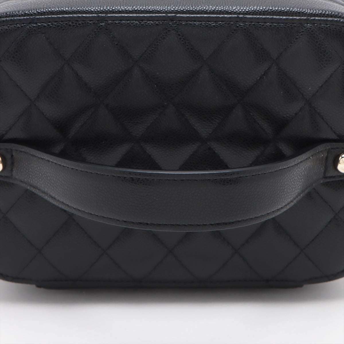 Chanel Matelasse Caviarskin Vanity bag Black Gold Metal fittings With mirror