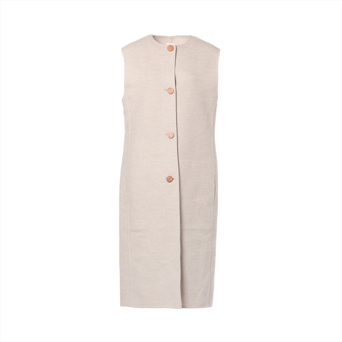 Hermès 23AW Cashmere Vest 38 Ladies' Beige  3H0191DB Serie button long gilet