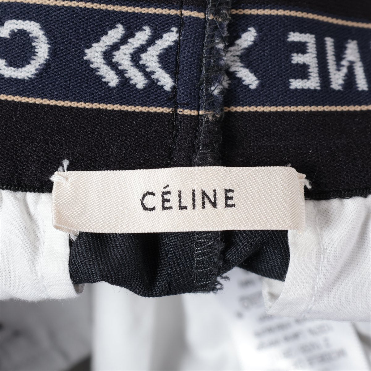 CELINE Phoebe Cotton & Wool Pants 36 Ladies' Black  2 1V33/261C waist logo