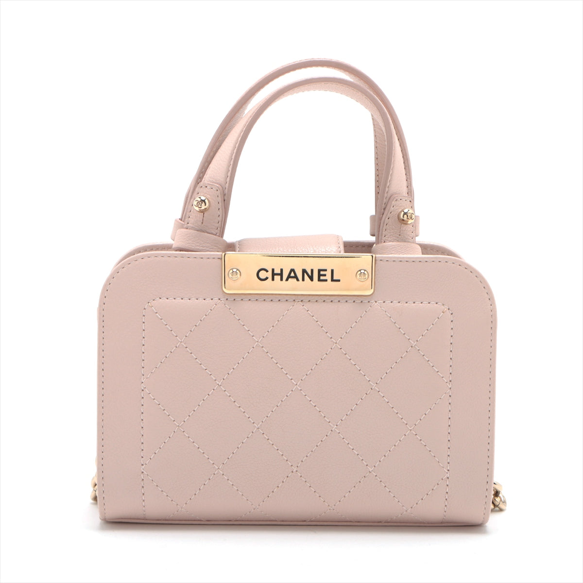 Chanel Matelasse Leather 2way handbag logo plate Pink Gold Metal fittings 23XXXXXX A93731