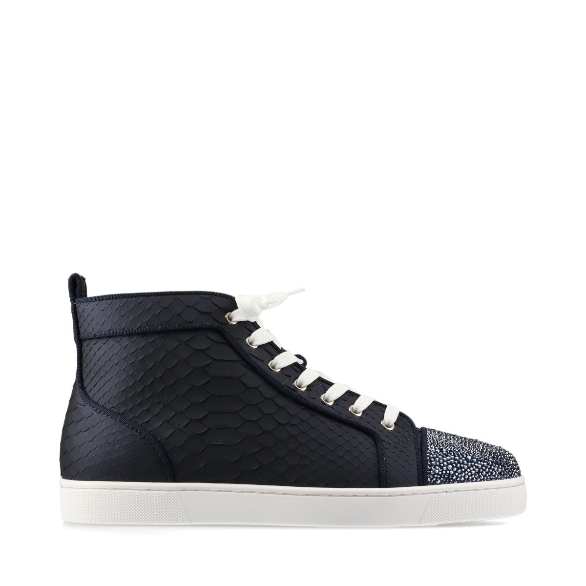 Christian Louboutin Louis Strass Leather High-top Sneakers 43.5 Men's Navy blue Rhinestone Python Replaceable cord box There is a storage bag