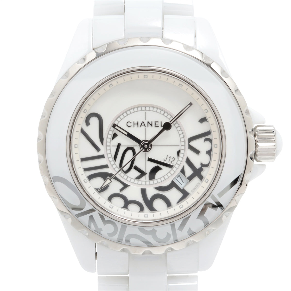 Chanel J12 H5239 SS×CE QZ White Dial 3 Extra Links Inner ring discoloration