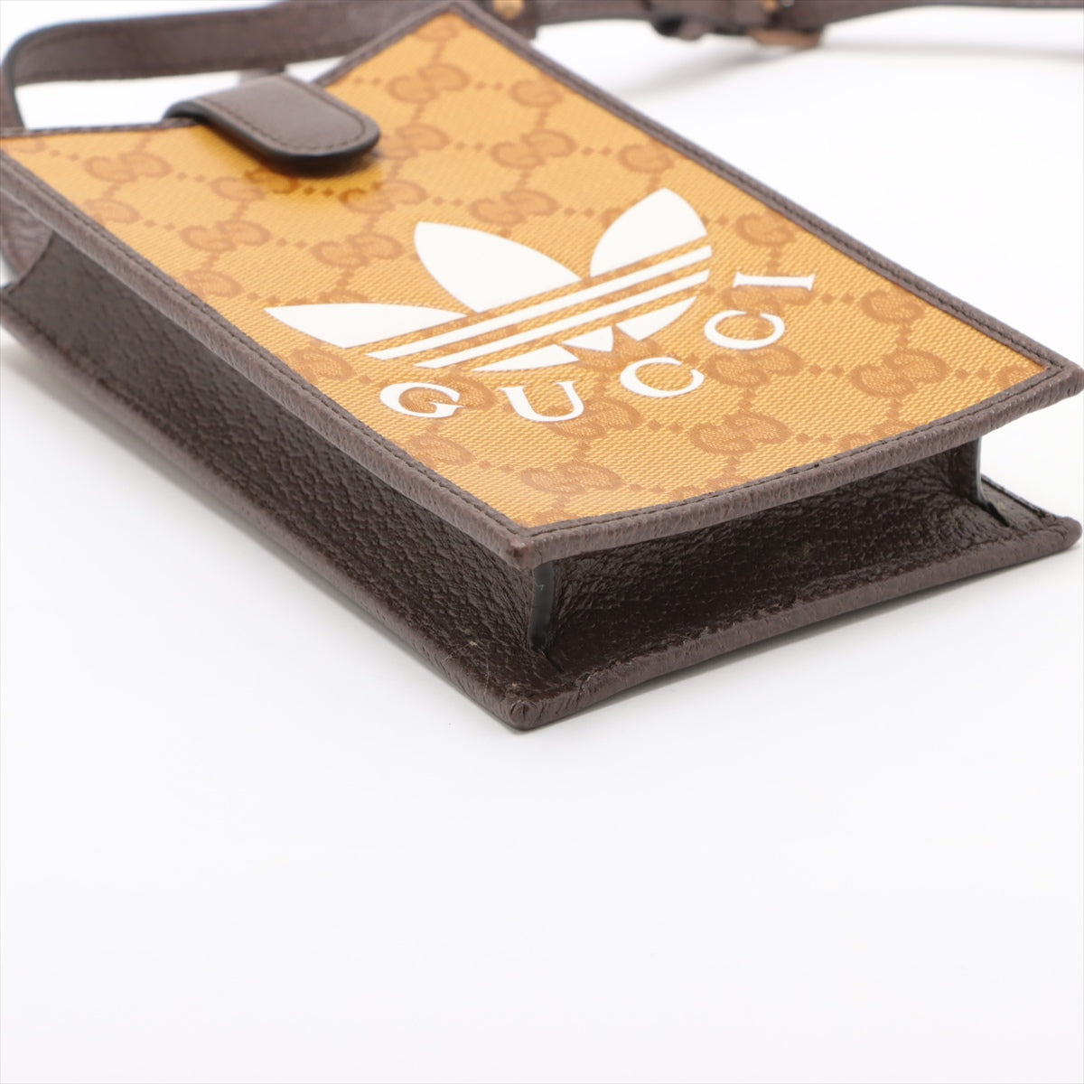 Gucci x Adidas GG Crystal PVC & leather Phone Pouch Brown 702203
