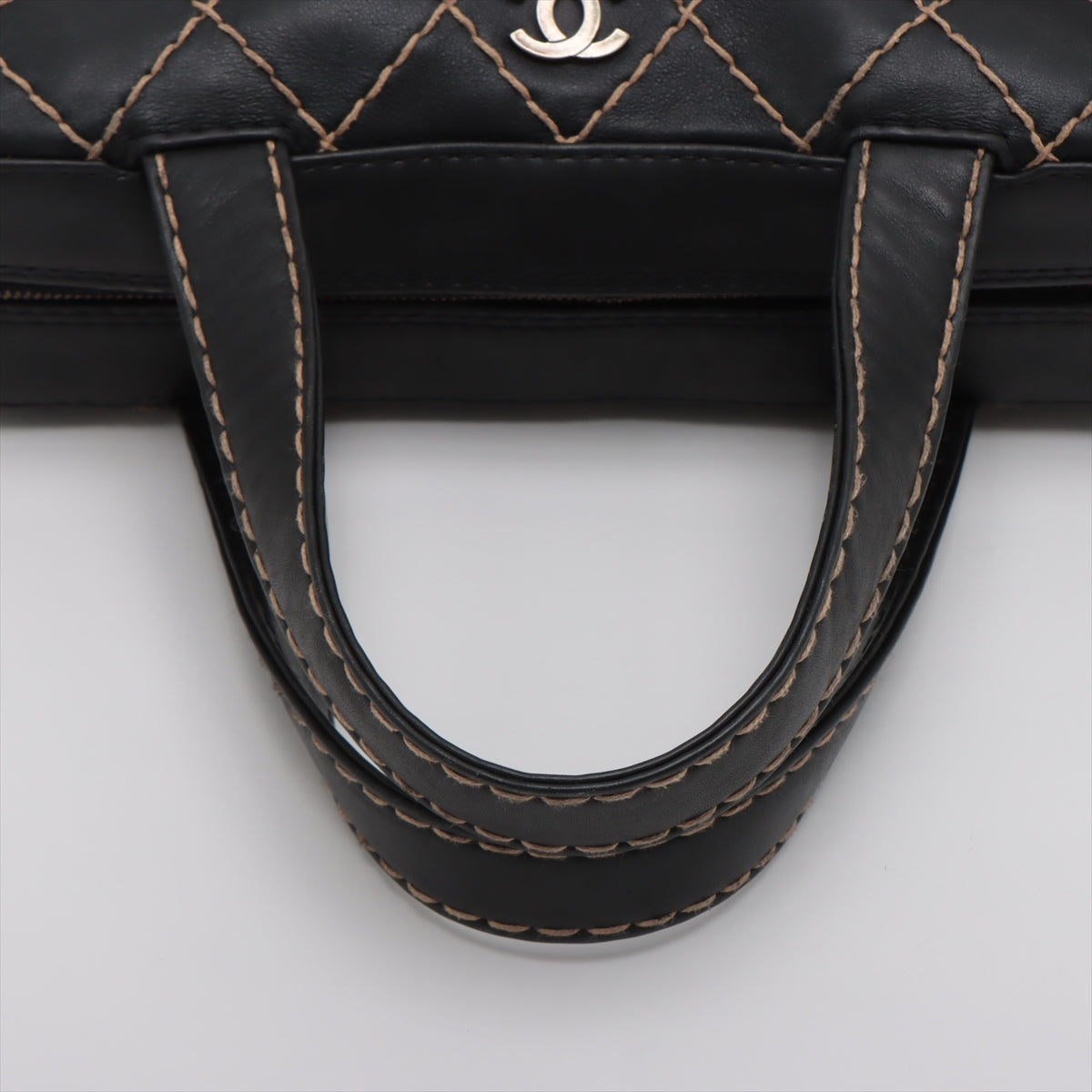 Chanel Wild Stitch Lambskin Hand bag Black Gunmetal Fittings 6XXXXXX