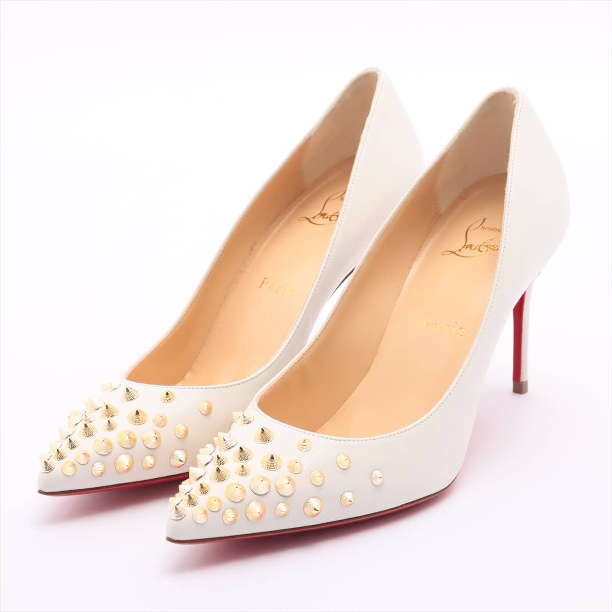 Christian Louboutin Leather Pumps 37 Ladies' White Spike Studs