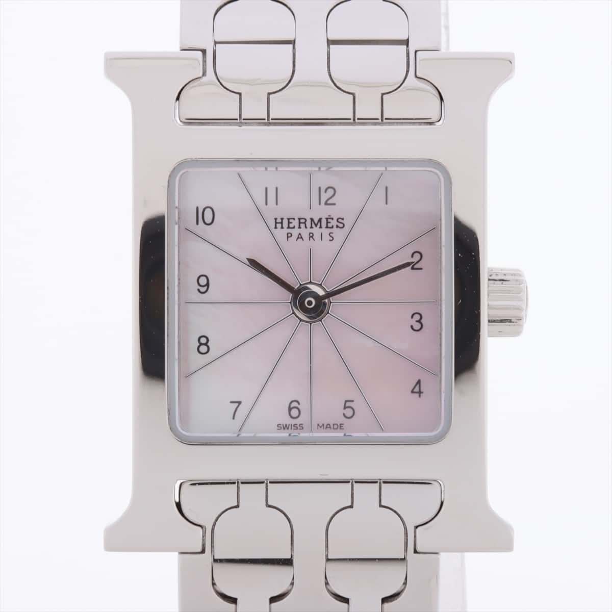 Hermès H Watch Mini HH1.110 SS QZ Pink MOP dial Extra-Link3