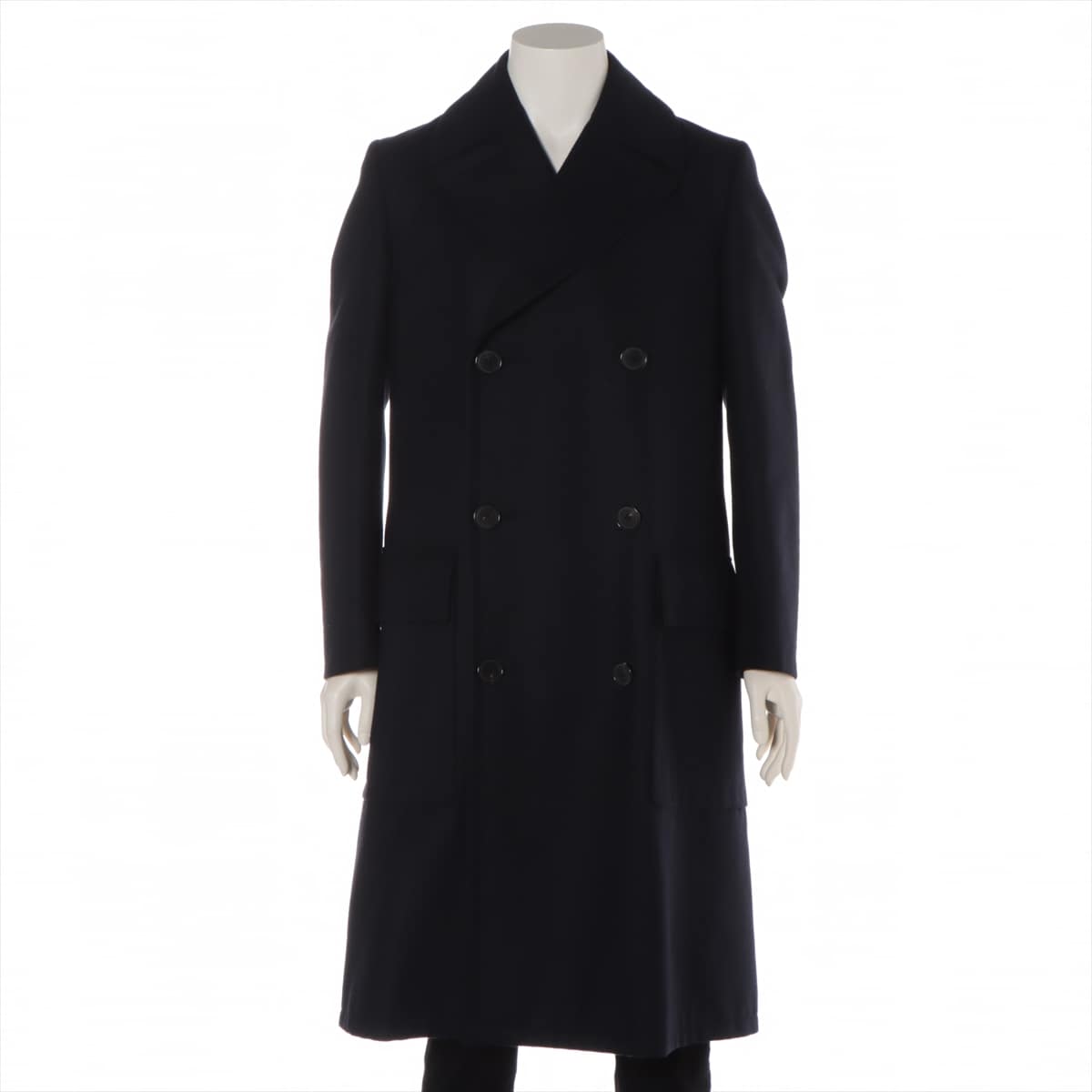 Hermès wool x angora Long coat 44 Men's Navy blue