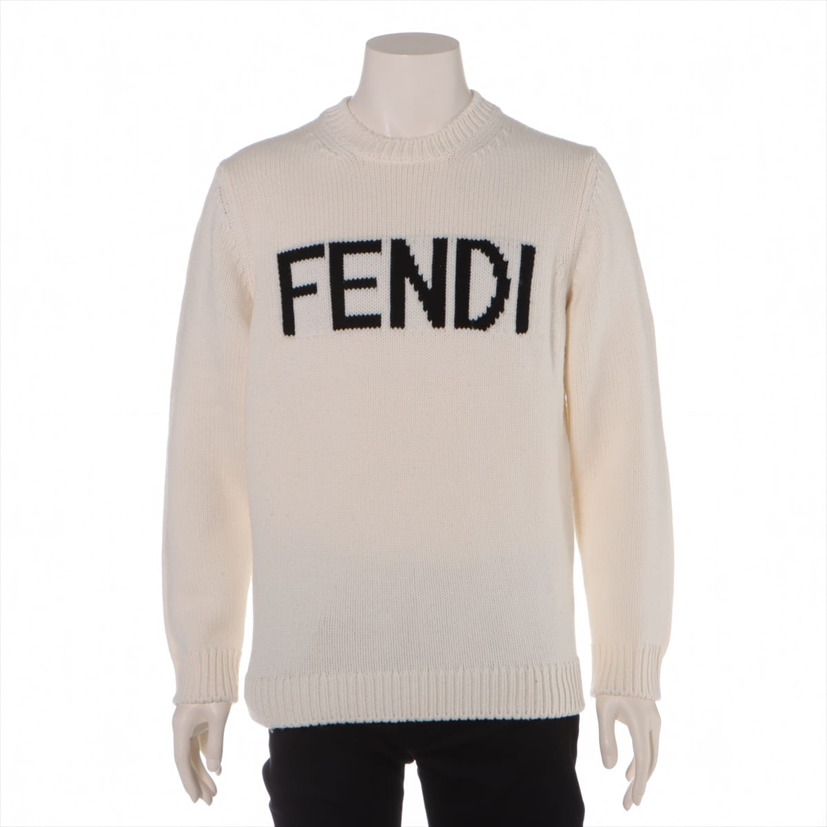 Fendi 19-year Wool Knit 52 Men's White  FZZ387 Front logo