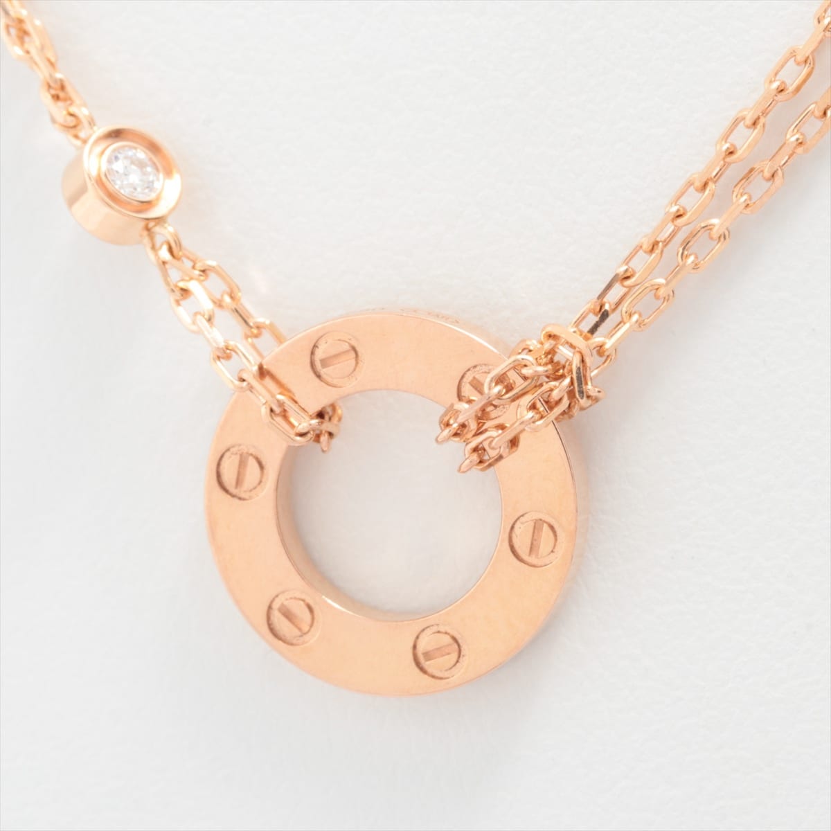 Cartier Love Circle 2P diamond Necklace 750(PG) 6.2g