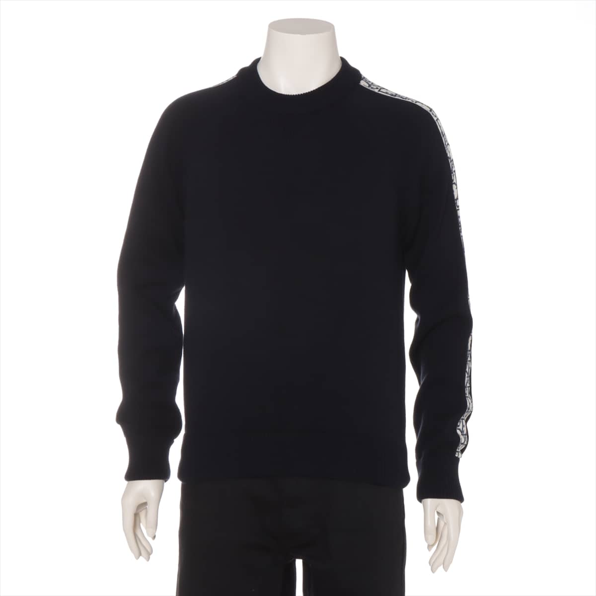 DIOR Oblique Cotton & silk Knit XS Men's Navy blue  113M638AT187