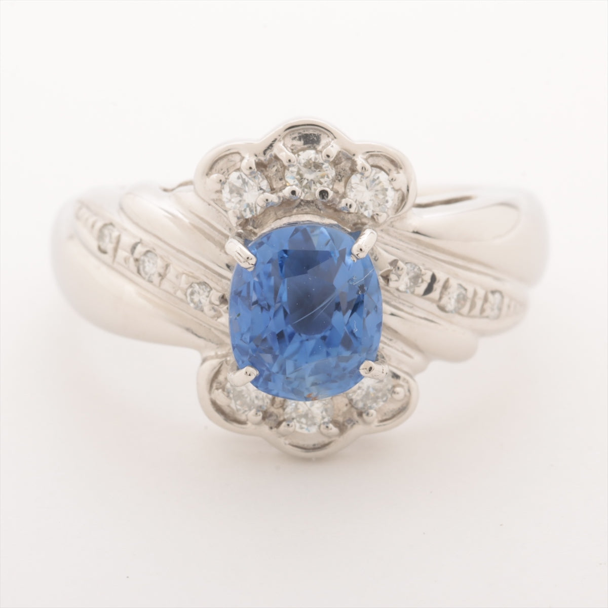 Sapphire diamond rings Pt900 8.9g 2.48 0.22 Untreated cornflower blue