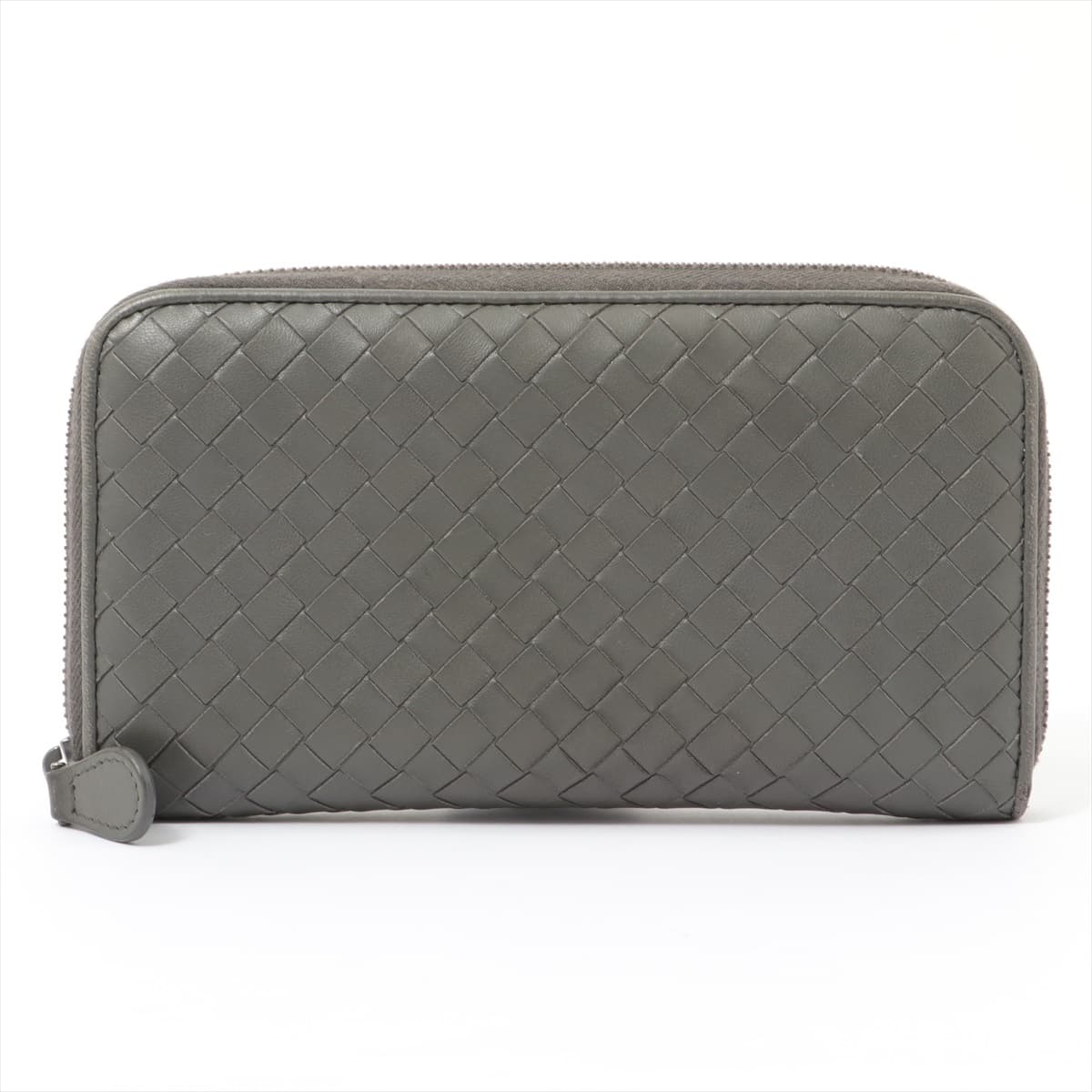Bottega Veneta Intrecciato Leather Round-Zip-Wallet Grey
