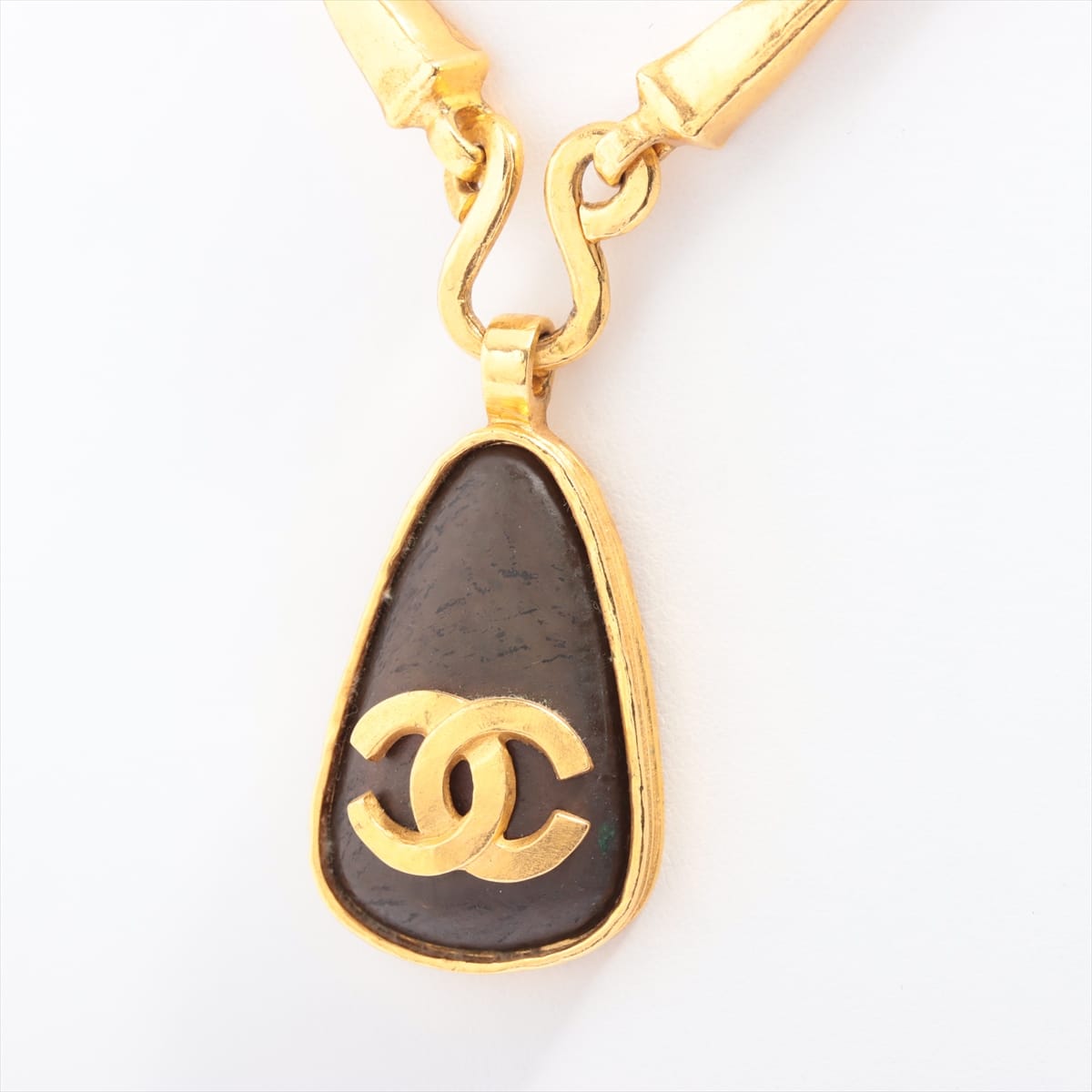 Chanel Coco Mark 97A  Necklace GP Gold Color stone