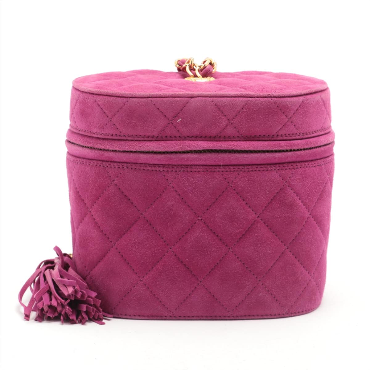 Chanel Matelasse Suede Vanity bag Fringe Purple Gold Metal fittings 1XXXXXX