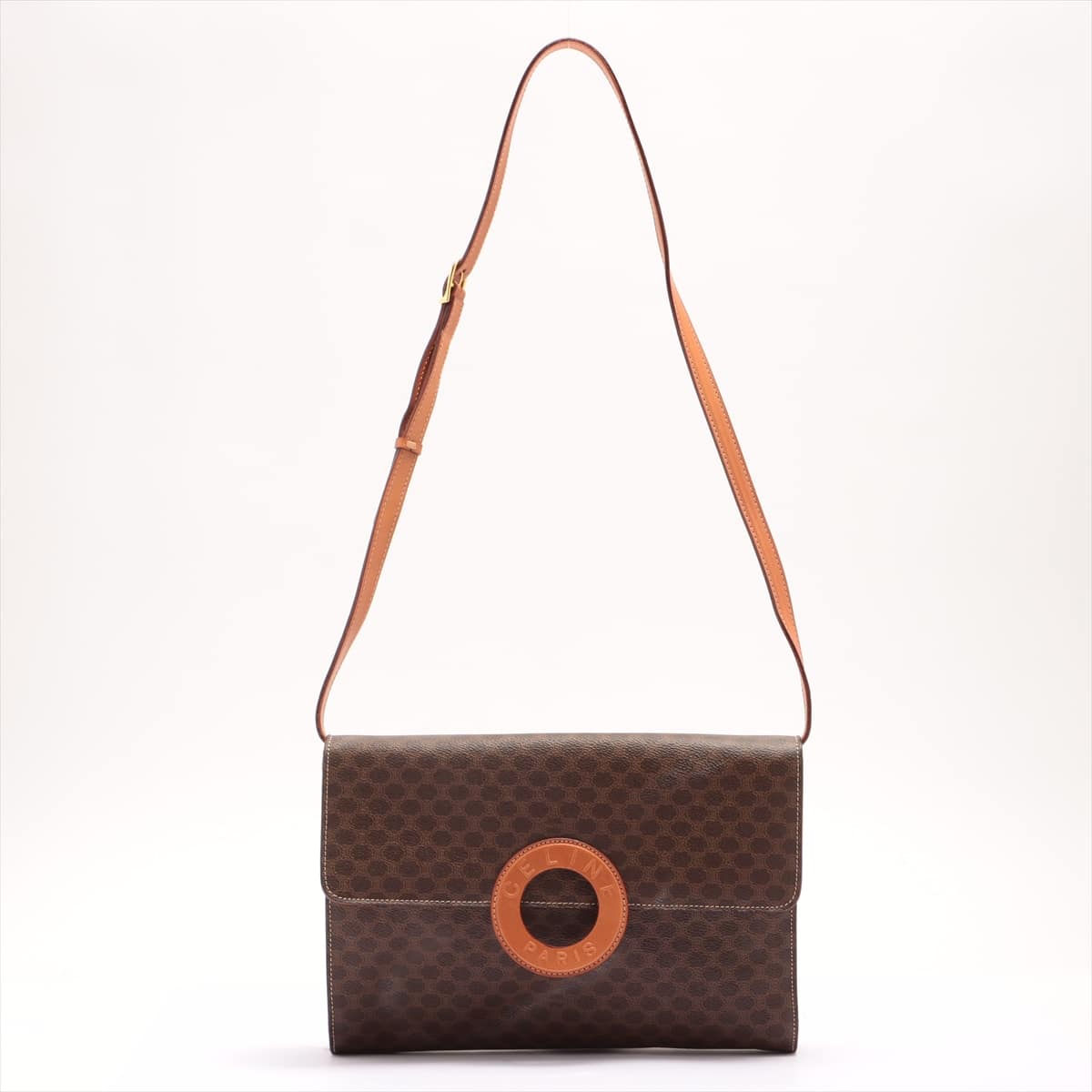 CELINE Macadam PVC & leather 2way shoulder bag Brown