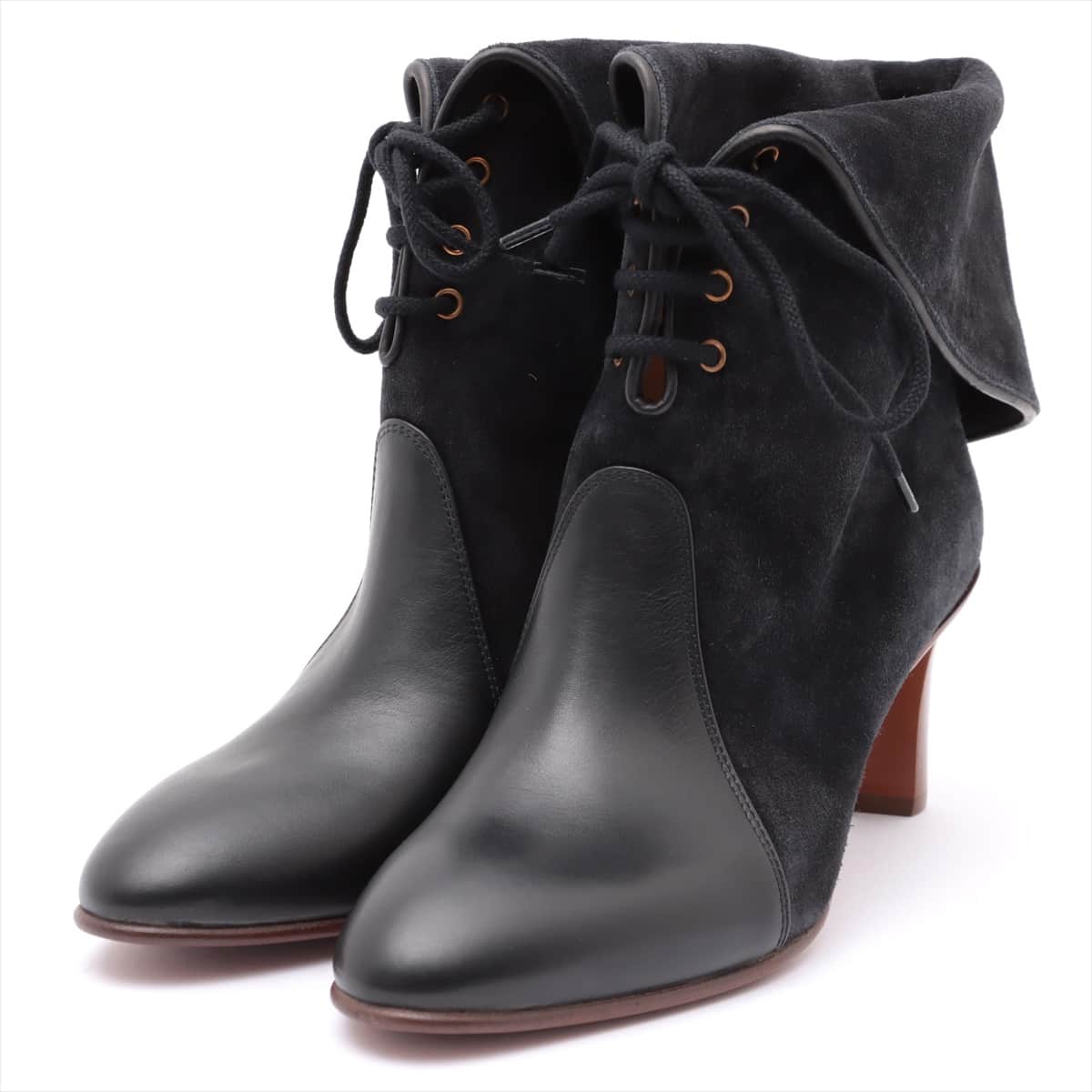 Chloe Leather & Suede Short Boots 36 Ladies' Black x Gray