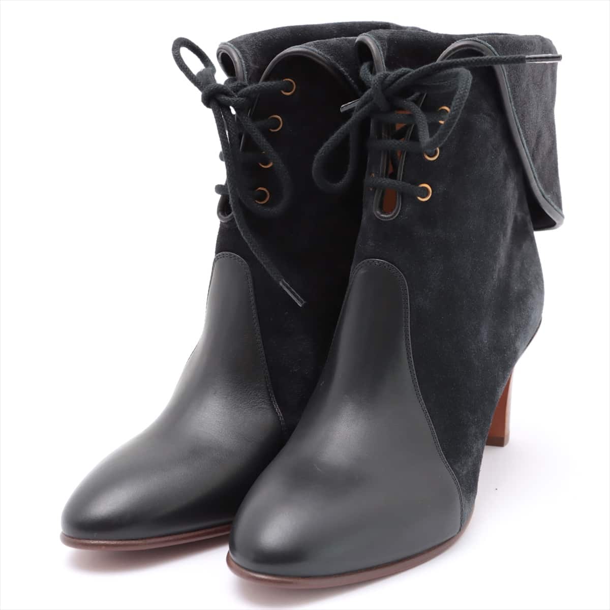 Chloe Leather & Suede Boots 36 Ladies' Black x Gray