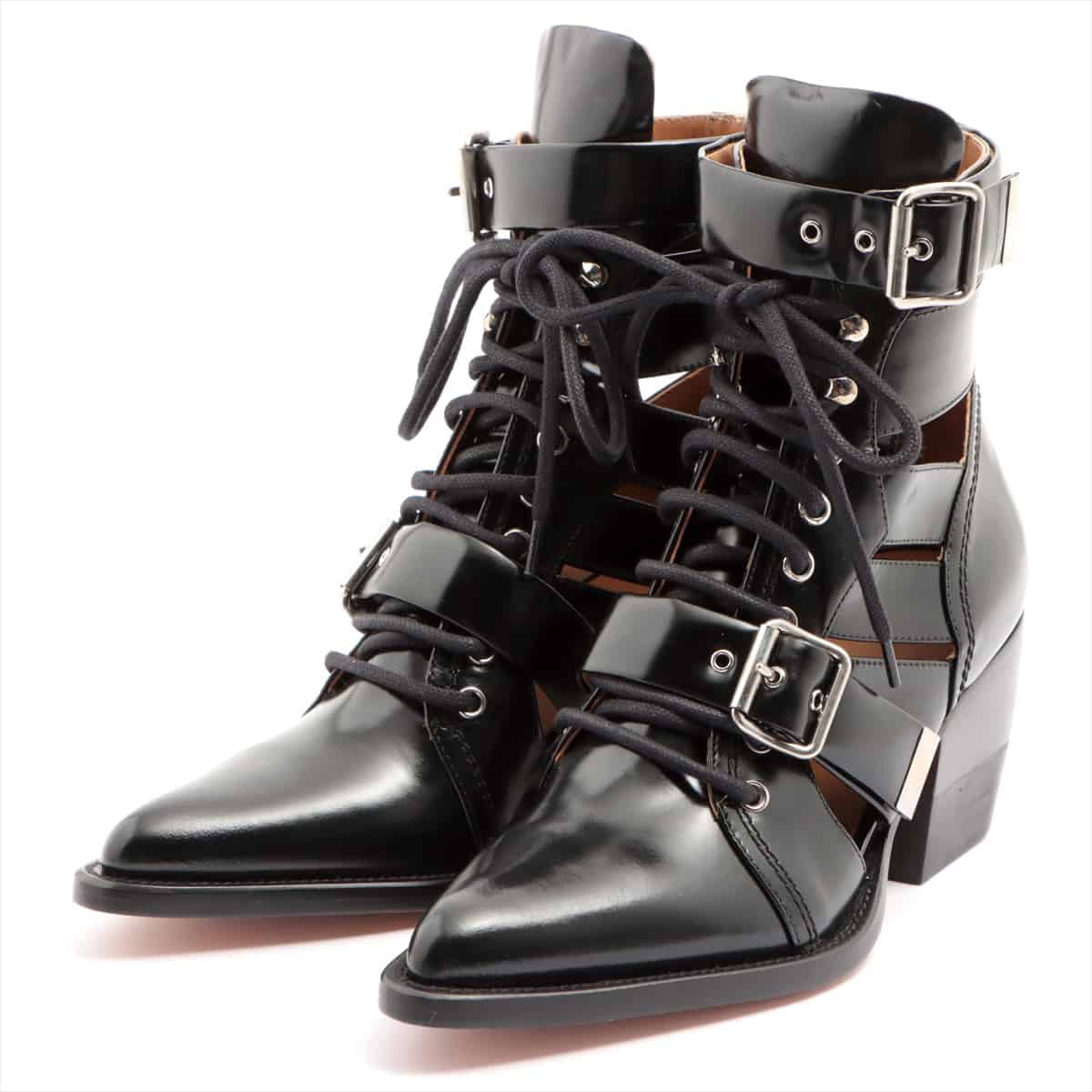 Chloe RYLEE Leather Boots 38.5 Ladies' Black