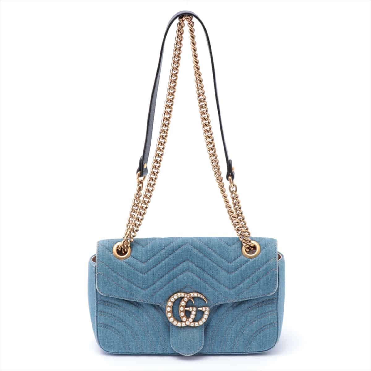 Gucci GG Marmont Denim Chain shoulder bag Blue 443497