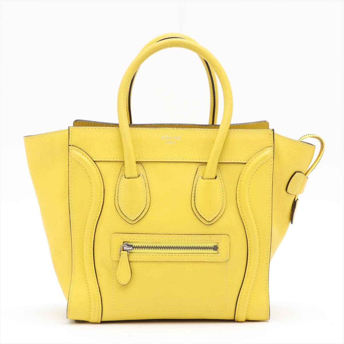 CELINE Luggage Micro Shopper Leather Hand bag Yellow
