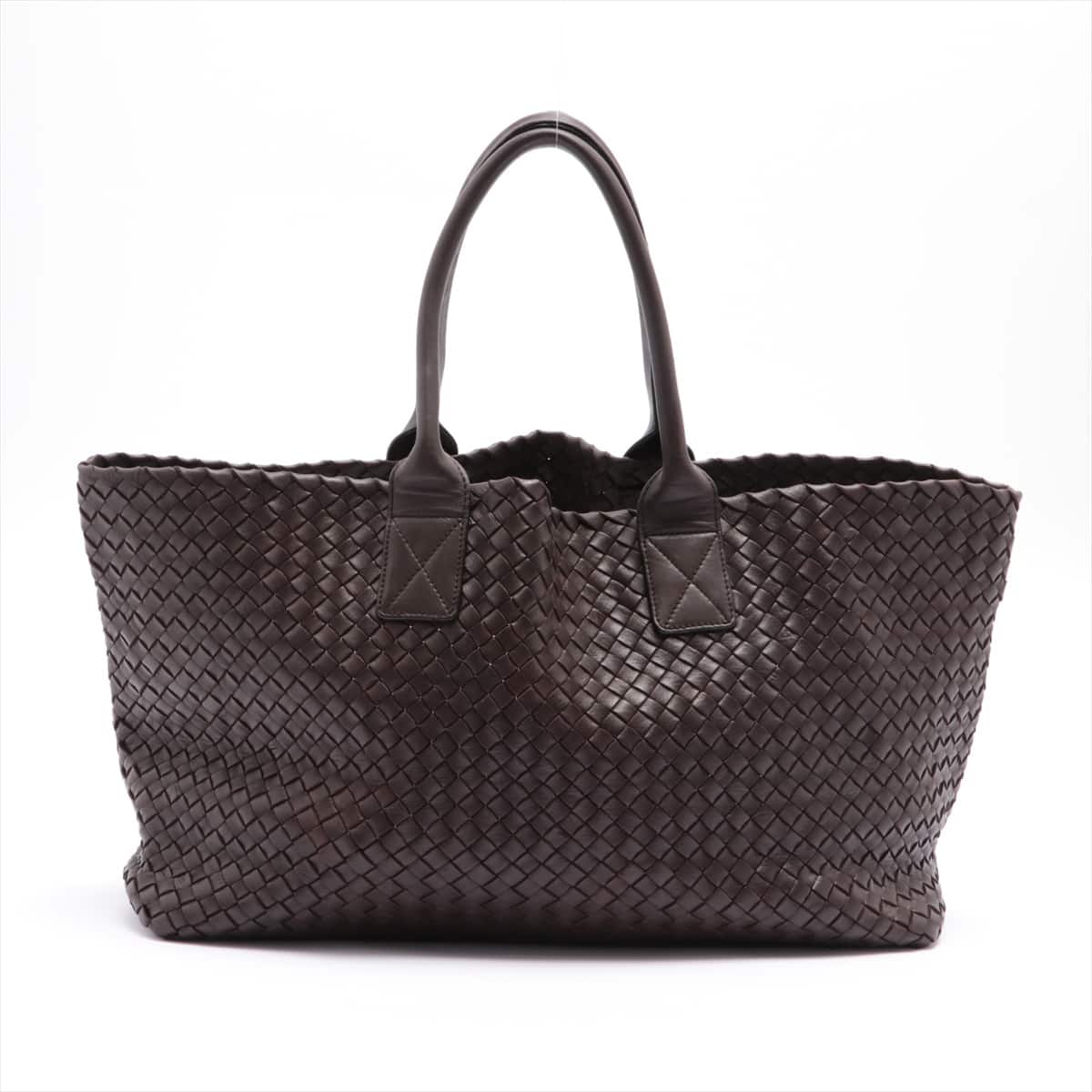 Bottega Veneta Intrecciato Cabas MM Leather Tote bag Brown with pouch