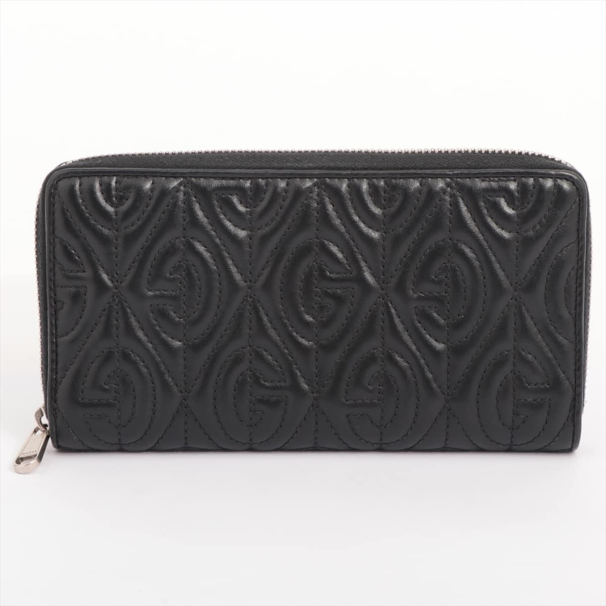 Gucci GG embossed 597626 Leather Round-Zip-Wallet Black