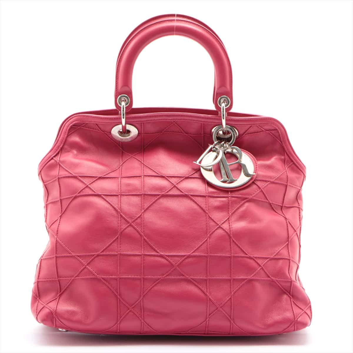 Christian Dior Grandville Leather 2way handbag Pink Leather peeling from the zipper pull