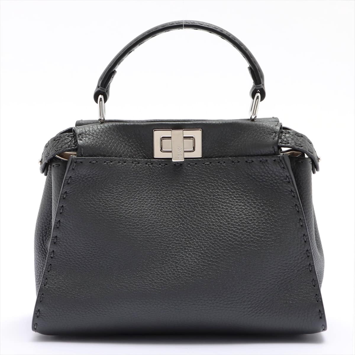 Fendi Mini Peek-a-boo Selleria Leather 2way handbag Grey 8BN244