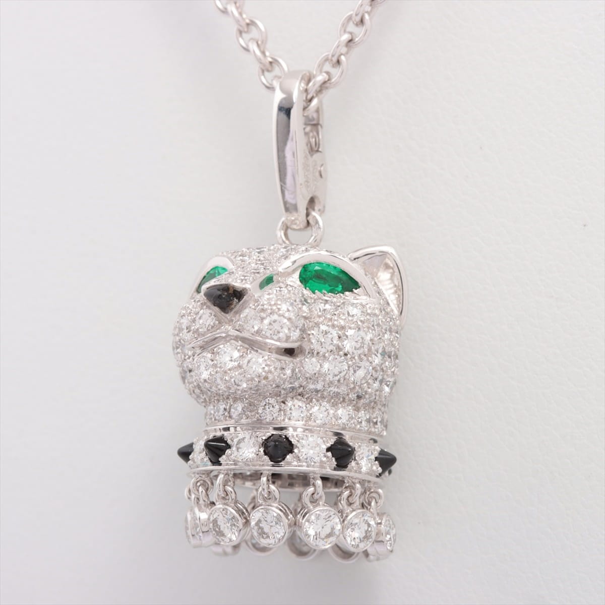 Cartier Panthère Doo Cartier diamond Emerald Charm Necklace 750(WG) 22.3g