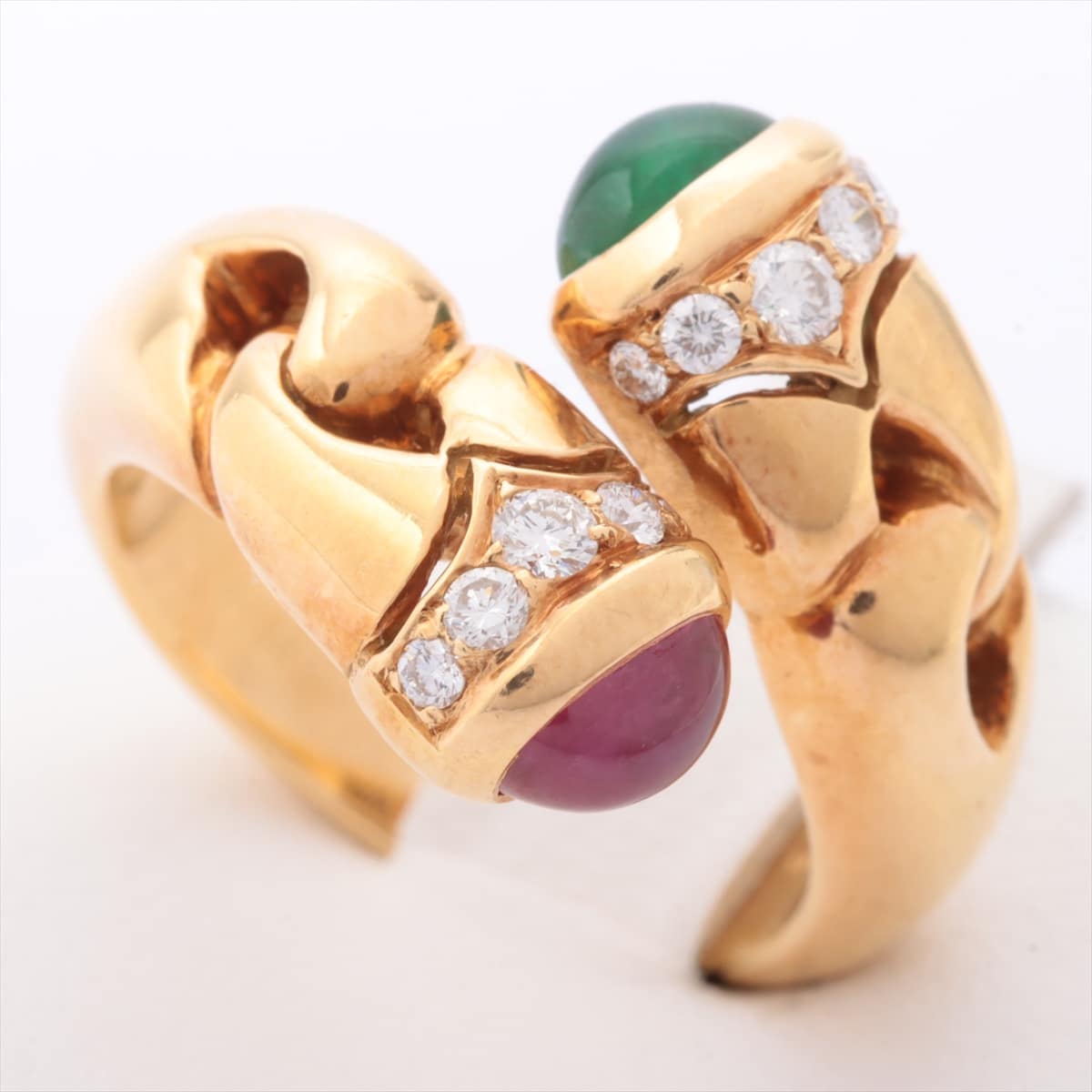 Bvlgari Prestige Ruby Emerald diamond rings 750(YG) 10.1g