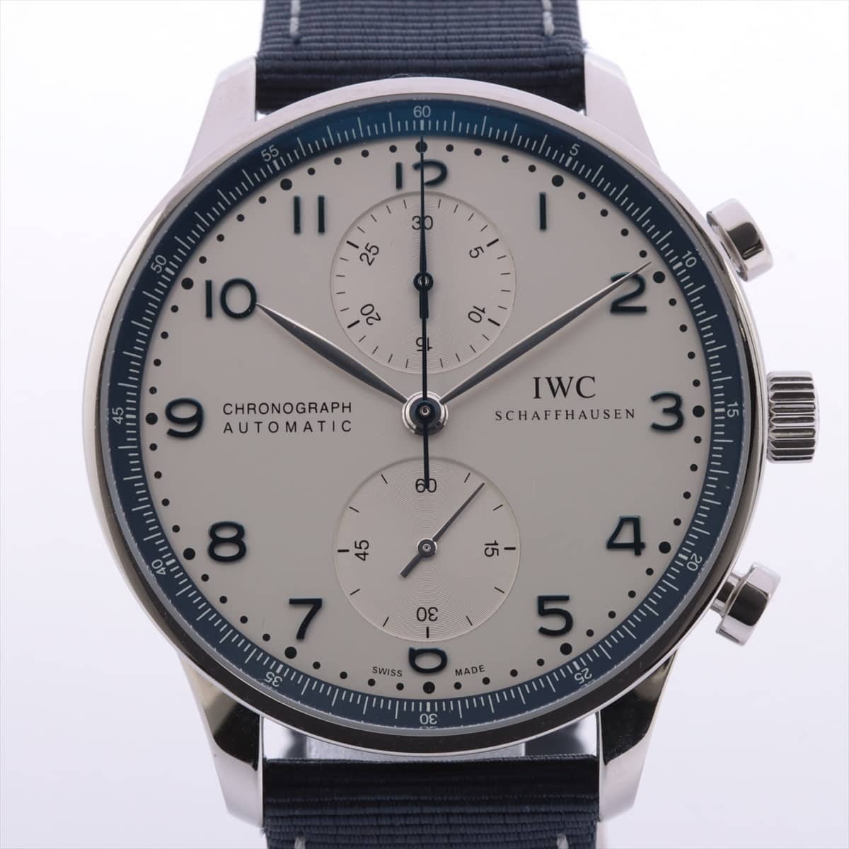 IWC Portugieser Chronograph Bucherer Blue Edition IW371492 SS & Nylon AT Silver-Face