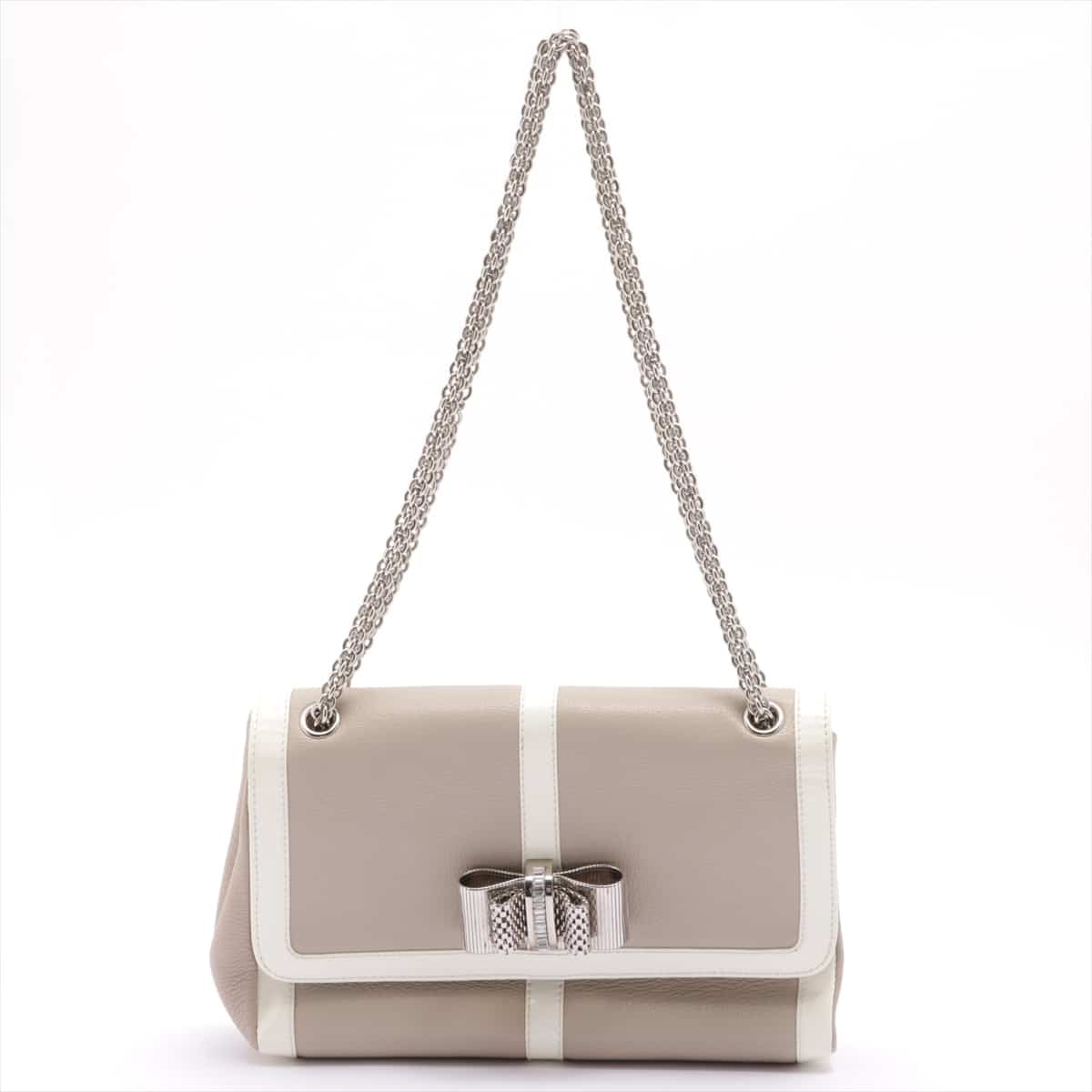 Christian Louboutin Sweet charity Leather & patent Chain shoulder bag Beige