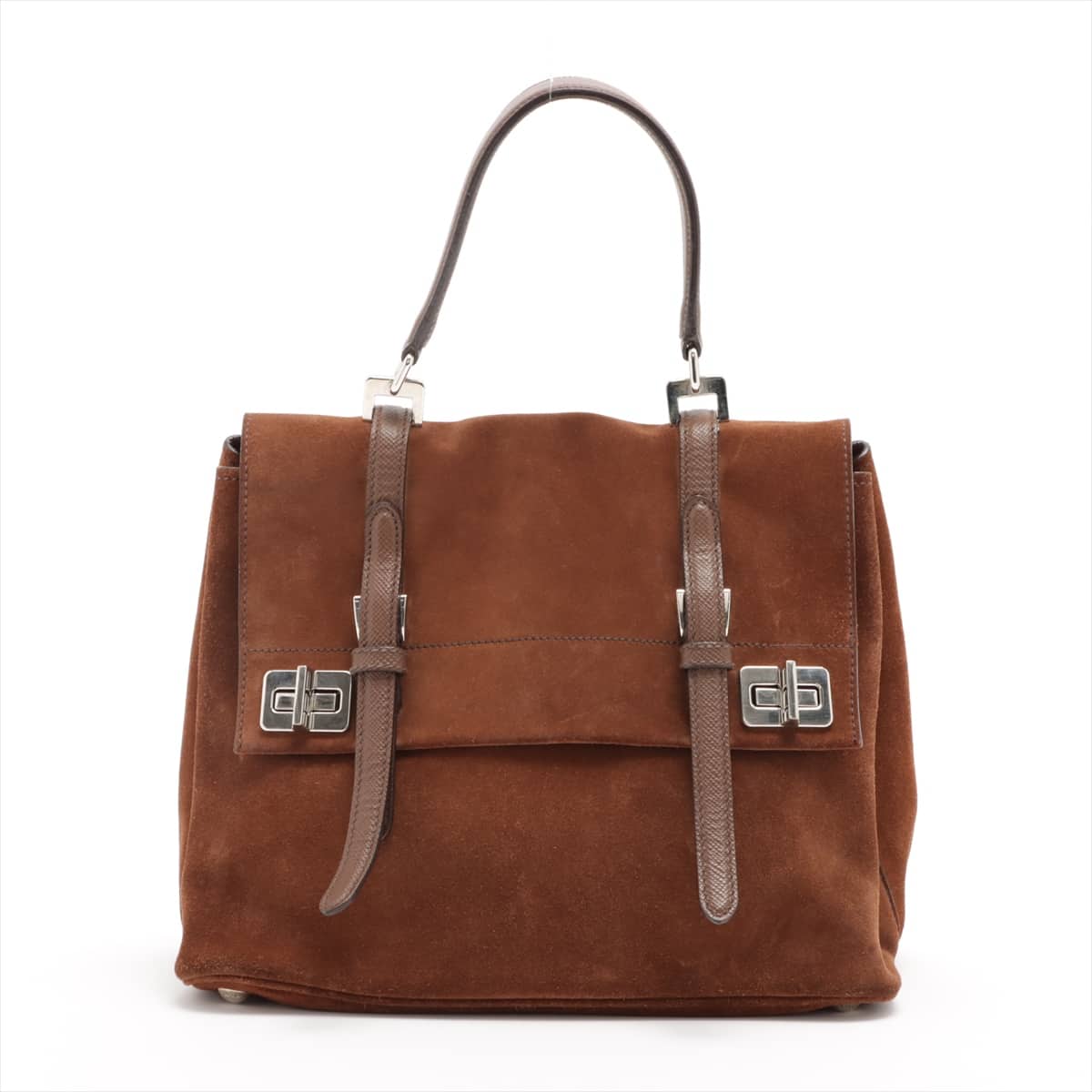 Prada Suede & Leather 2way handbag Brown 1BA821