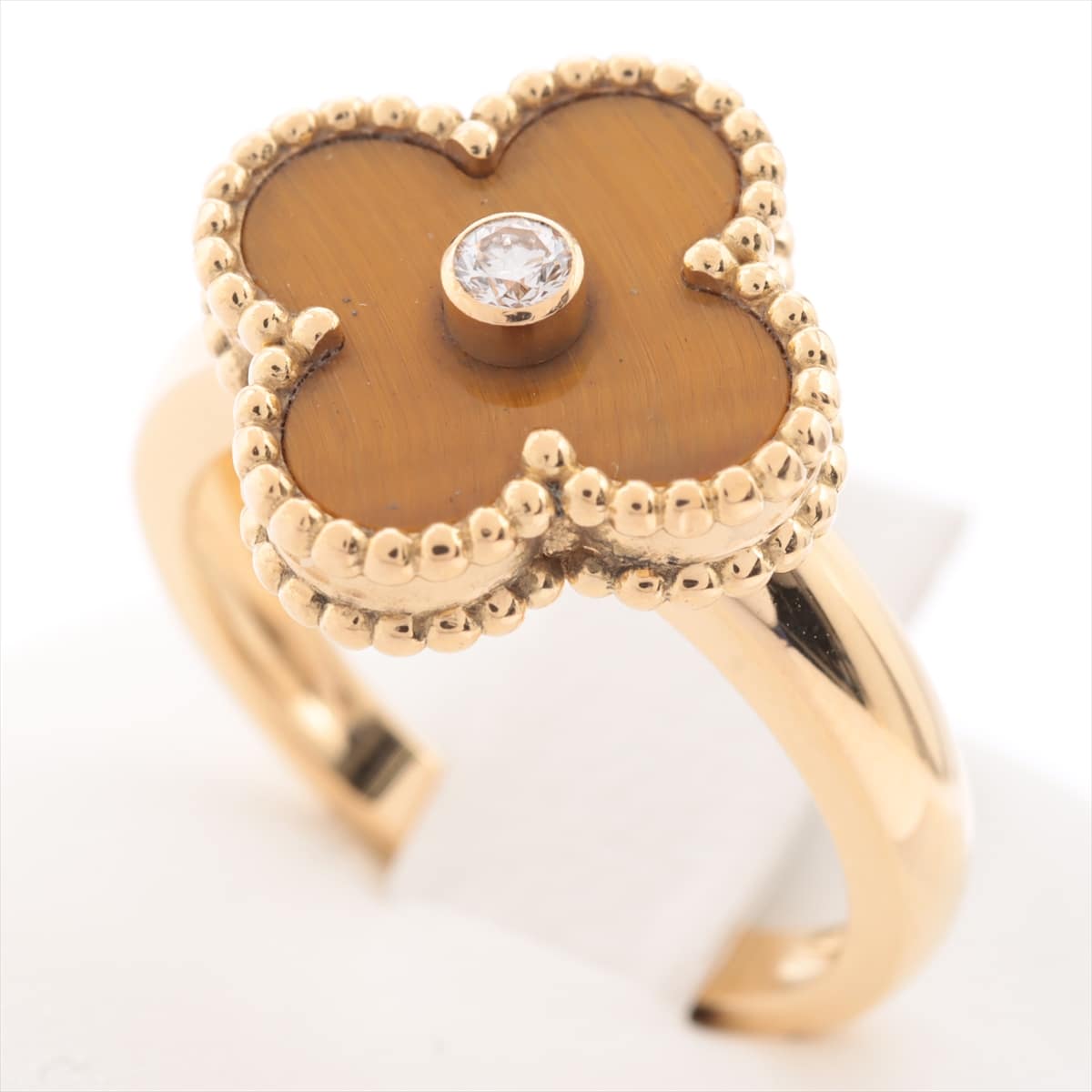 Van Cleef & Arpels Vintage Alhambra Tigar eye diamond rings 750(YG) 7.1g 54