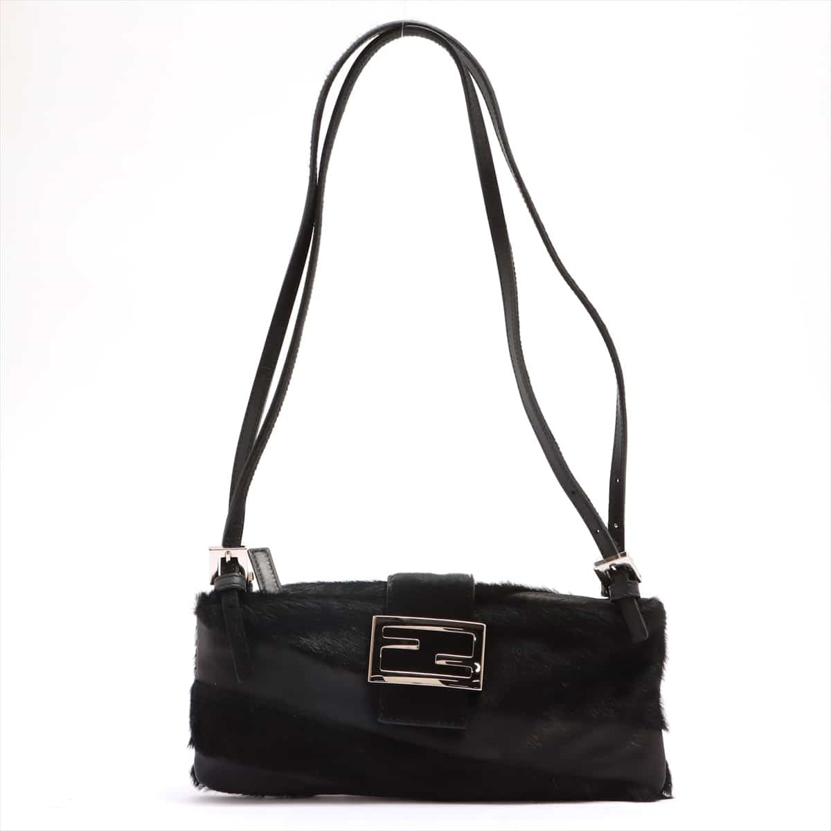 Fendi Mamma Baguette Leather & Cowhide Shoulder bag Black